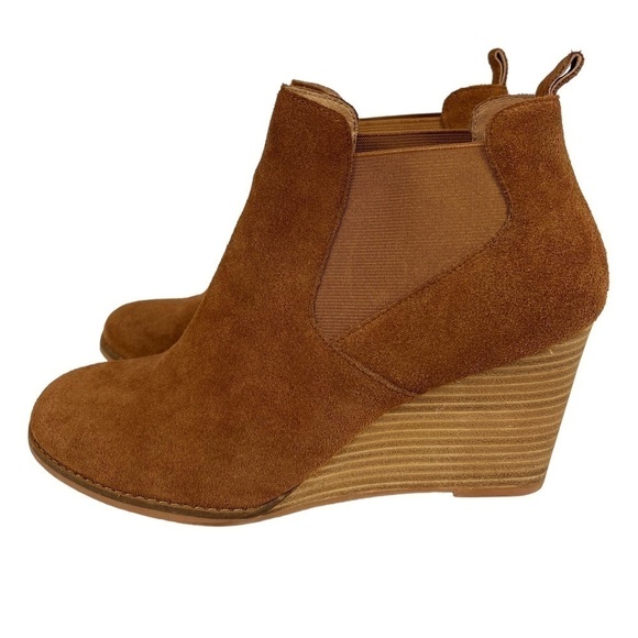 Caslon Willa Wedge Suede Booties Brown 8.5M - Picture 3 of 9